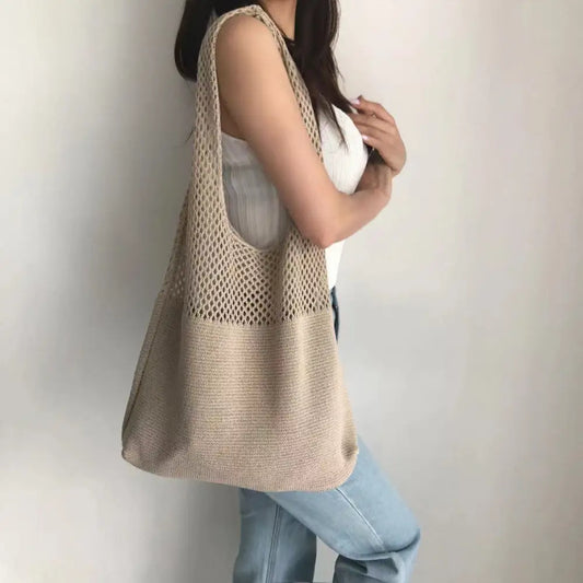 Korean Knitted Large Capacity Tote Bag – Soulmate Streetwear | same ANTHEM.
