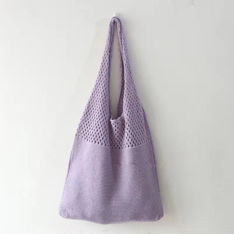 Korean Knitted Large Capacity Tote Bag – Soulmate Streetwear | same ANTHEM. - Purple