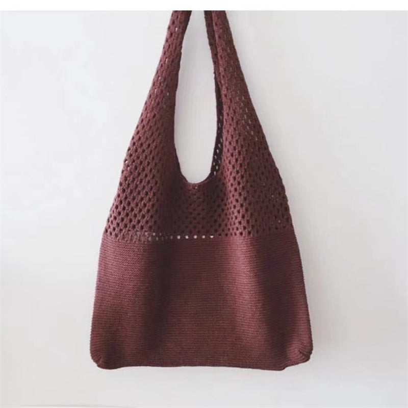 Korean Knitted Large Capacity Tote Bag – Soulmate Streetwear | same ANTHEM. - Wine Red