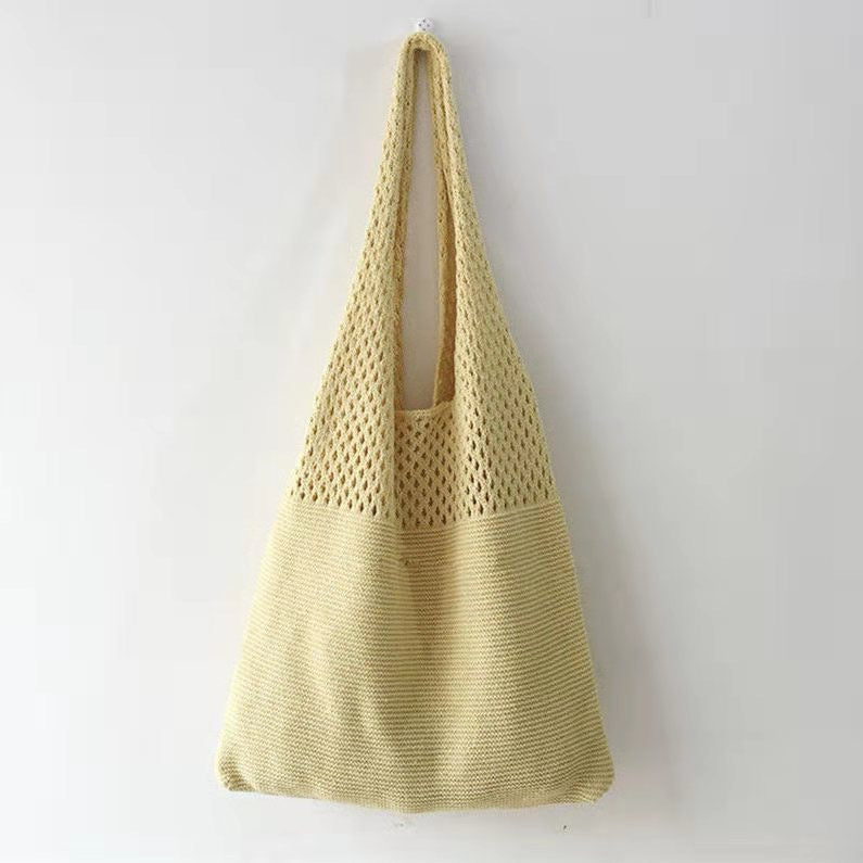 Korean Knitted Large Capacity Tote Bag – Soulmate Streetwear | same ANTHEM. - Cream Yellow