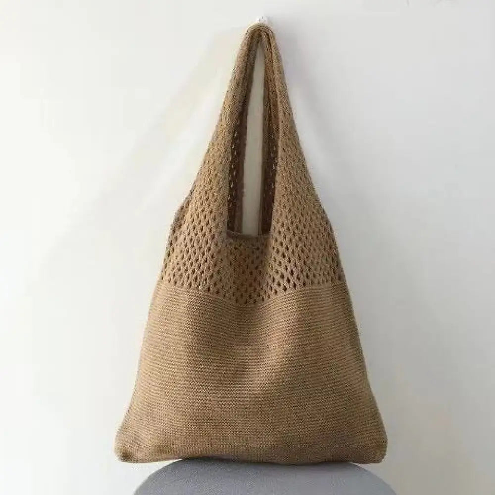 Korean Knitted Large Capacity Tote Bag – Soulmate Streetwear | same ANTHEM. - Brown