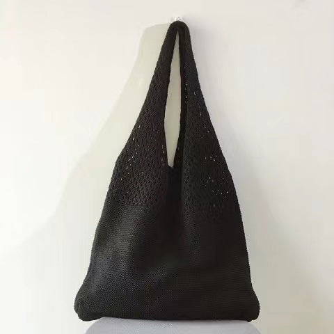 Korean Knitted Large Capacity Tote Bag – Soulmate Streetwear | same ANTHEM. - Black
