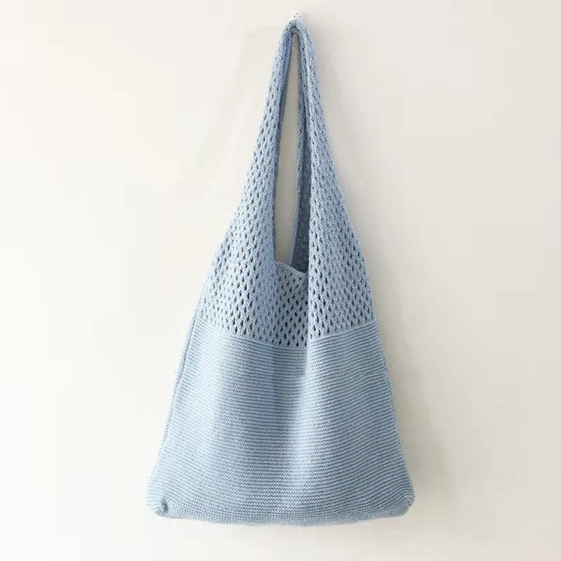 Korean Knitted Large Capacity Tote Bag – Soulmate Streetwear | same ANTHEM. - Sea Salt Blue