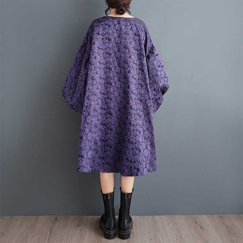 Korean Oversized Jacquard Bubble Sleeve Dress – same ANTHEM. Soulmate Streetwear - Image color / one size