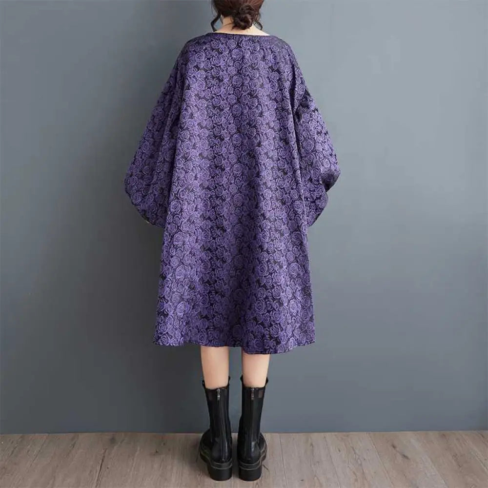 Korean Oversized Jacquard Bubble Sleeve Dress – same ANTHEM. Soulmate Streetwear - Image color / one size