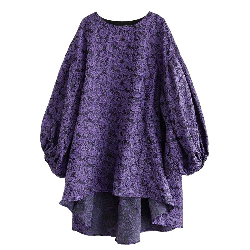 Korean Oversized Jacquard Bubble Sleeve Dress – same ANTHEM. Soulmate Streetwear - Image color / one size