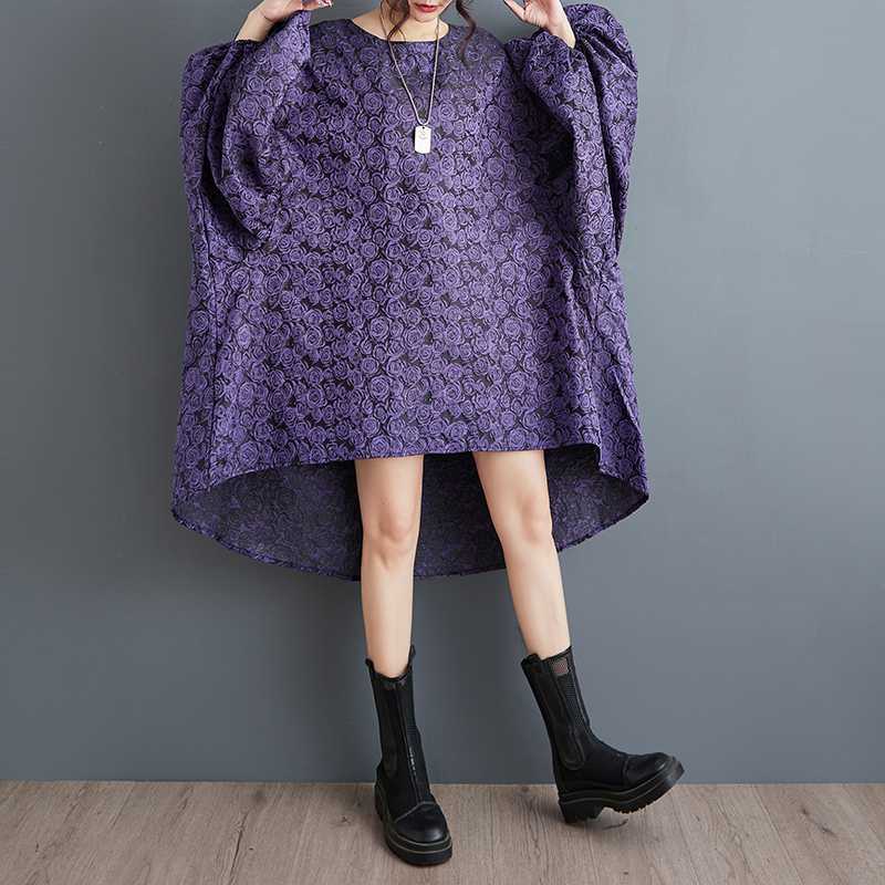 Korean Oversized Jacquard Bubble Sleeve Dress – same ANTHEM. Soulmate Streetwear - Image color / one size