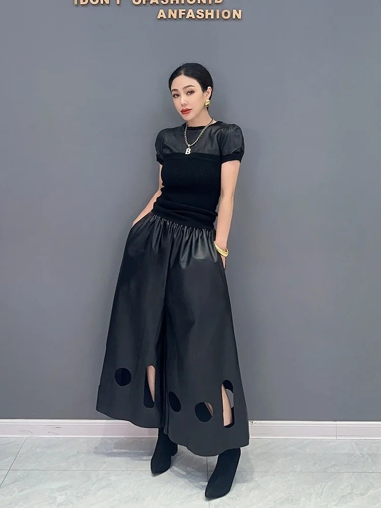 Korean Style Wide Leg PU Leather Pants – dreamy chic streetwear | same ANTHEM.