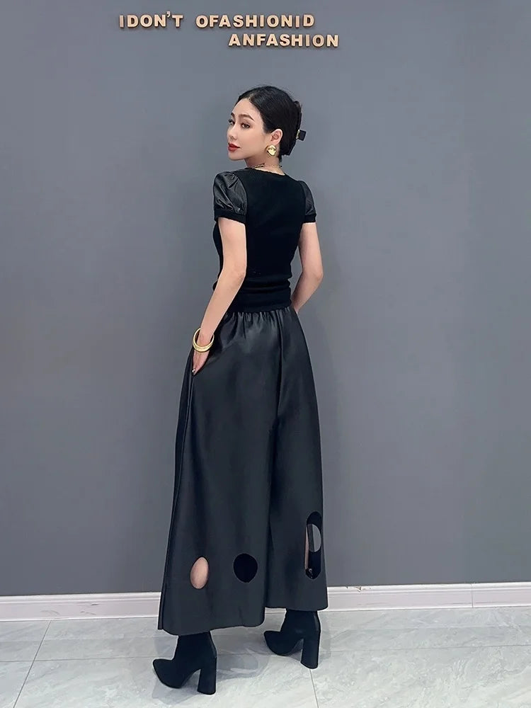 Korean Style Wide Leg PU Leather Pants – dreamy chic streetwear | same ANTHEM.