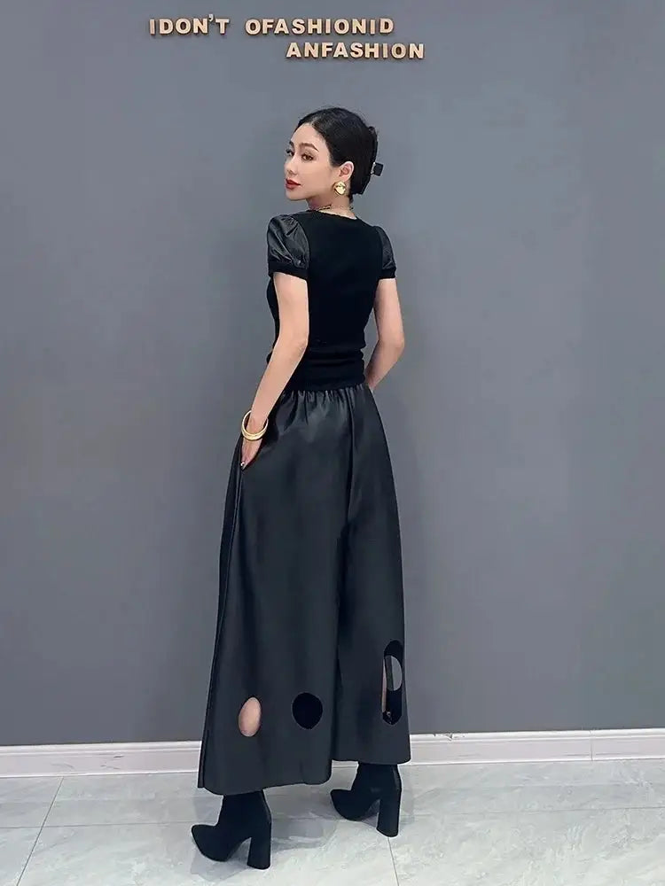 Korean Style Wide Leg PU Leather Pants – dreamy chic streetwear | same ANTHEM.