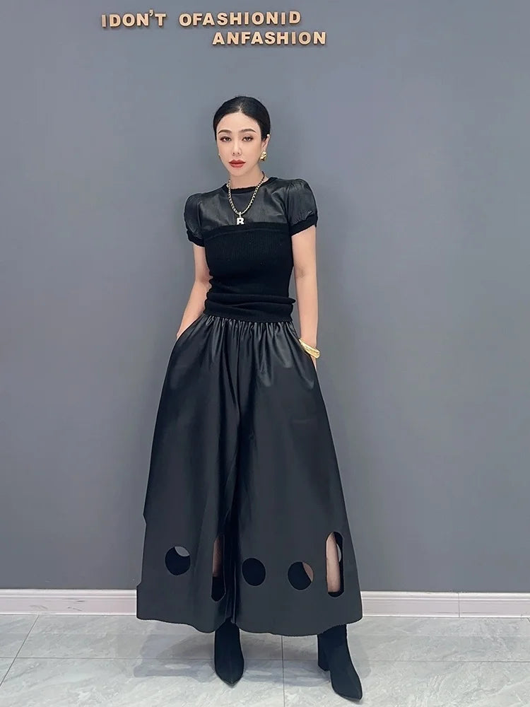 Korean Style Wide Leg PU Leather Pants – dreamy chic streetwear | same ANTHEM.