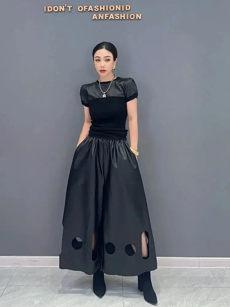 Korean Style Wide Leg PU Leather Pants – dreamy chic streetwear | same ANTHEM.
