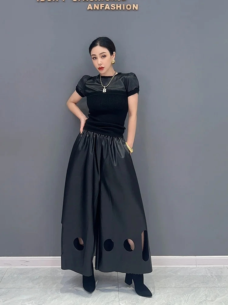 Korean Style Wide Leg PU Leather Pants – dreamy chic streetwear | same ANTHEM.