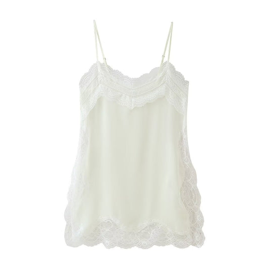 Lace Backless Split Camisole – Nostalgic Soulwear | same ANTHEM - White / S