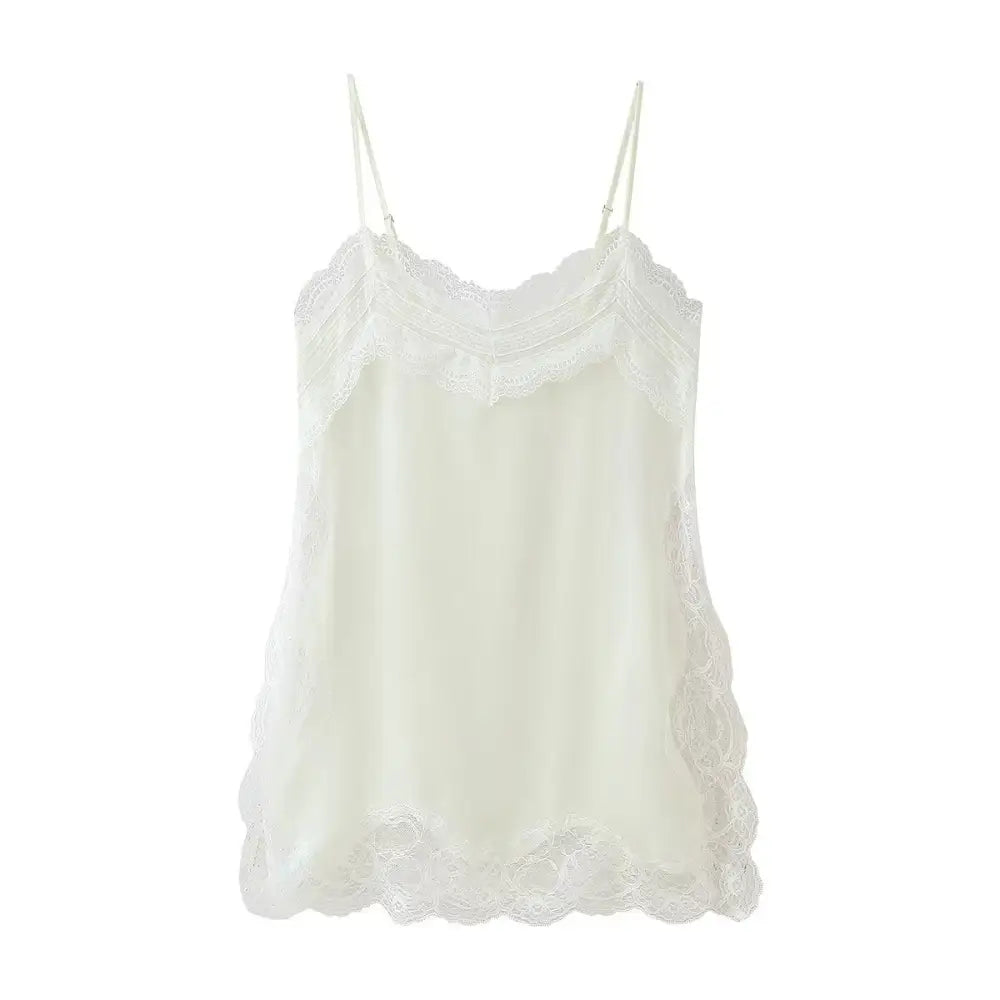 Lace Backless Split Camisole – Nostalgic Soulwear | same ANTHEM - White / S