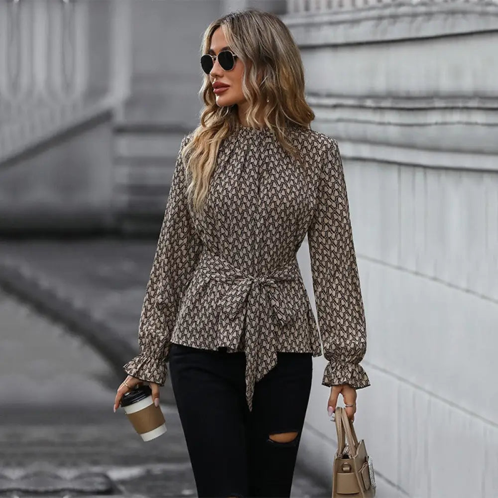 Lace-Up Slim Long Sleeve Shirt Women | Spring & Autumn Top | same ANTHEM.