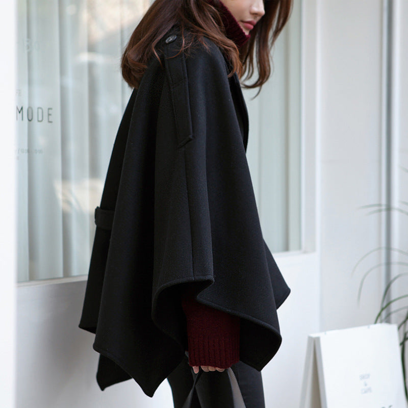 Lace-up Shawl Cape Thickened Coat Woolen - Bag