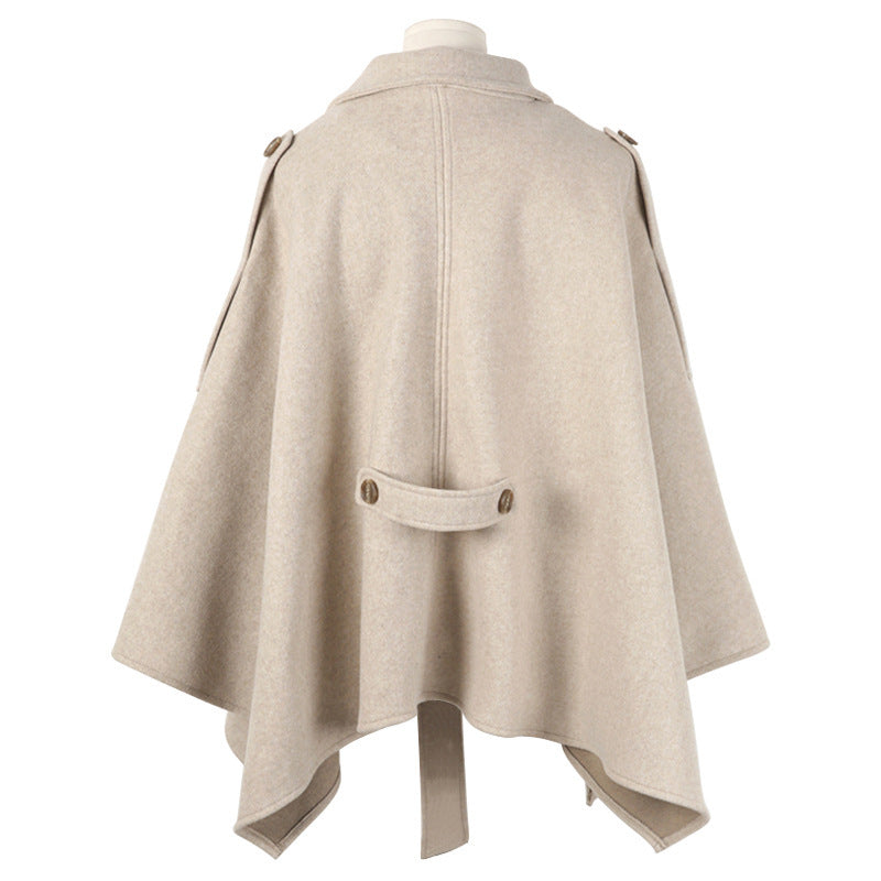 Lace-up Shawl Cape Thickened Coat Woolen - Bag