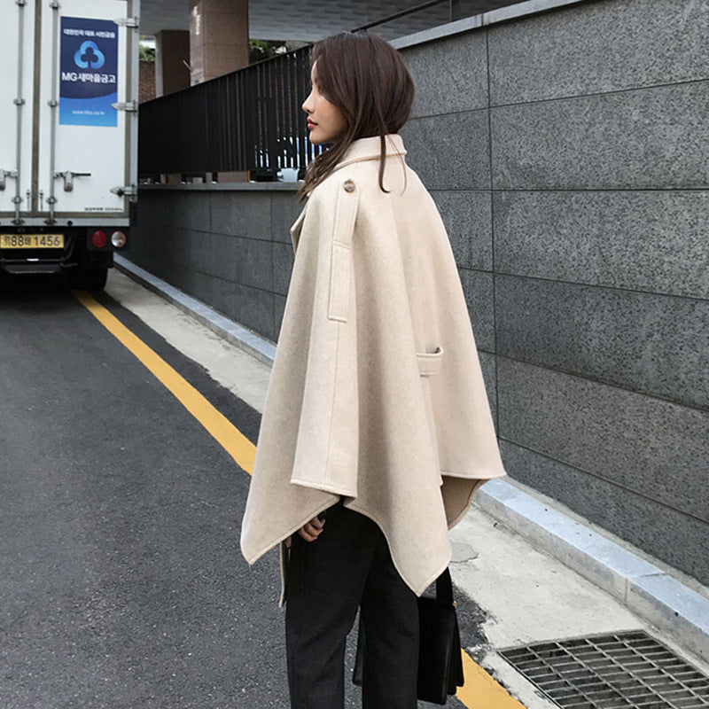 Lace-up Shawl Cape Thickened Coat Woolen - Bag
