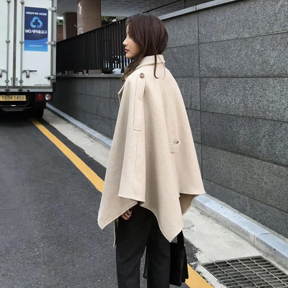 Lace-up Shawl Cape Thickened Coat Woolen - Bag
