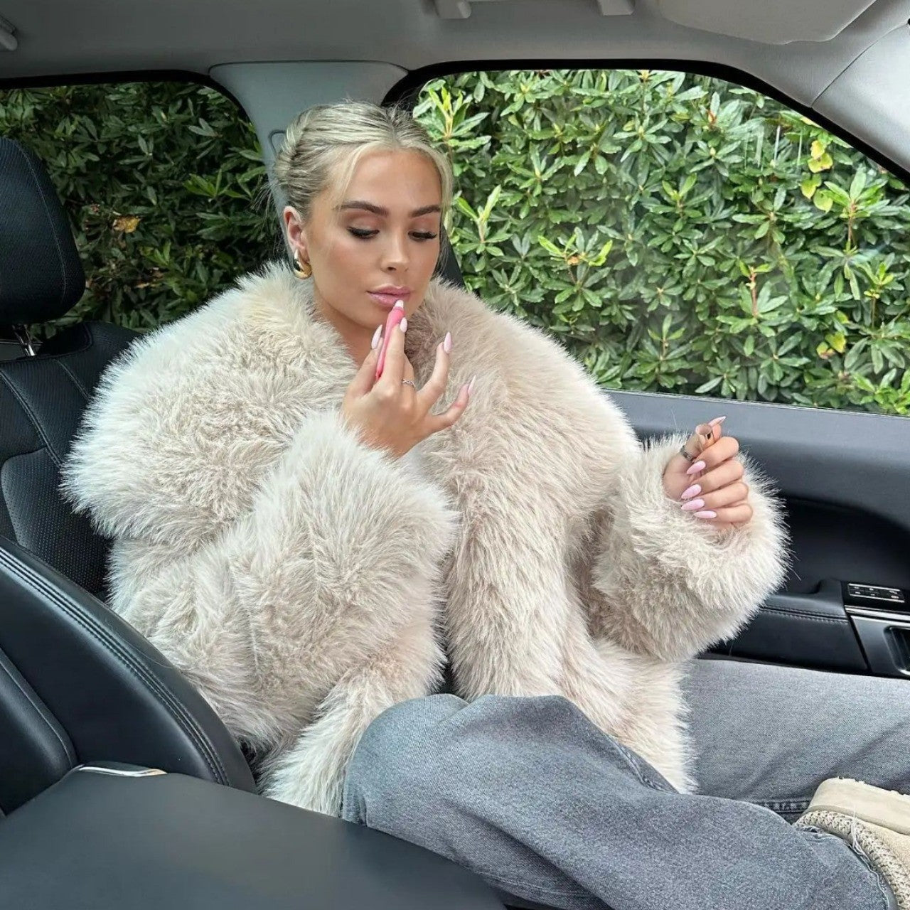 Large Lapel Fluffy Plush Faux Fur Short Coat | same ANTHEM. Soulmate Streetwear for Friends & Besties - Apricot / L