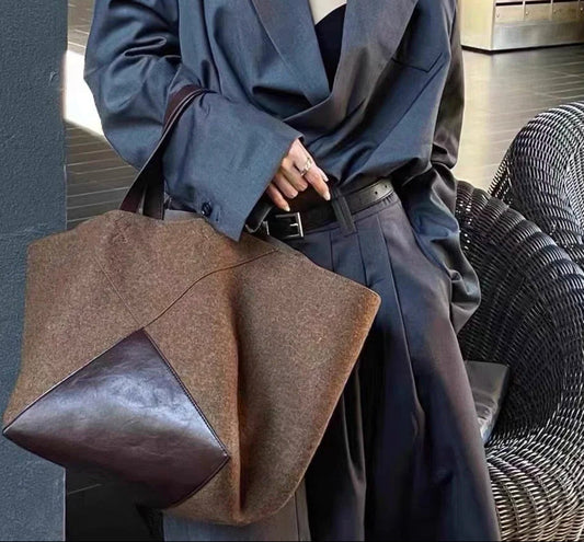 Large Patchwork Suede Leather Tote Bag Women | Big Capacity Fashion | same ANTHEM
