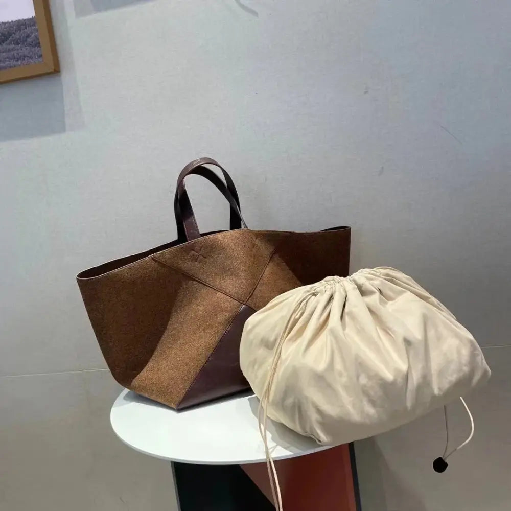 Large Patchwork Suede Leather Tote Bag Women | Big Capacity Fashion | same ANTHEM