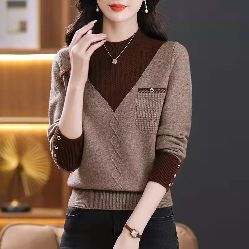 Layered Half Turtleneck Sweater | Made for Soulmates & Chosen Family | same ANTHEM. - Brown / 2XL