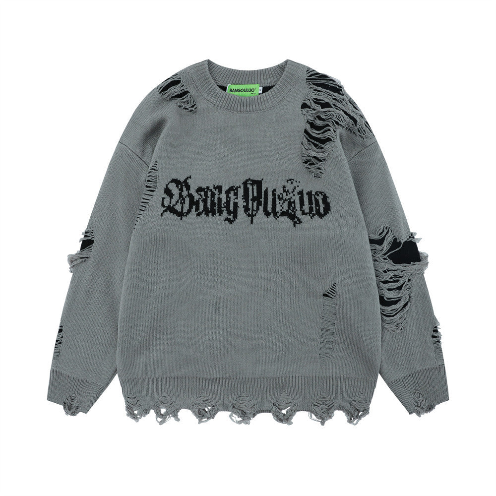 Lazy Crochet Hole Sweater – same ANTHEM. Soulmate Streetwear for Men - Gray / S
