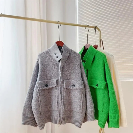 Lazy Style Thickened Sweater Coat for Women - Japanese Streetwear Chic | same ANTHEM