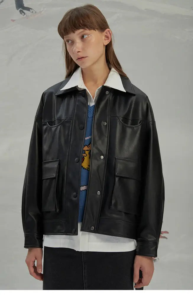 Leather biker jacket - Bag