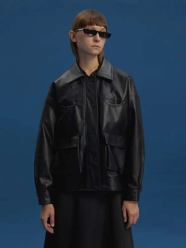 Leather biker jacket - Bag