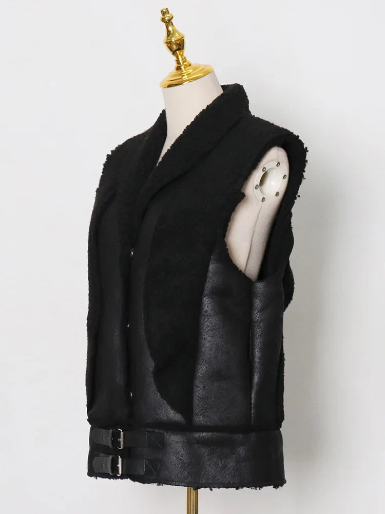 Leather Black Sleeveless Lapel Coat – Soulmate Streetwear | same ANTHEM.