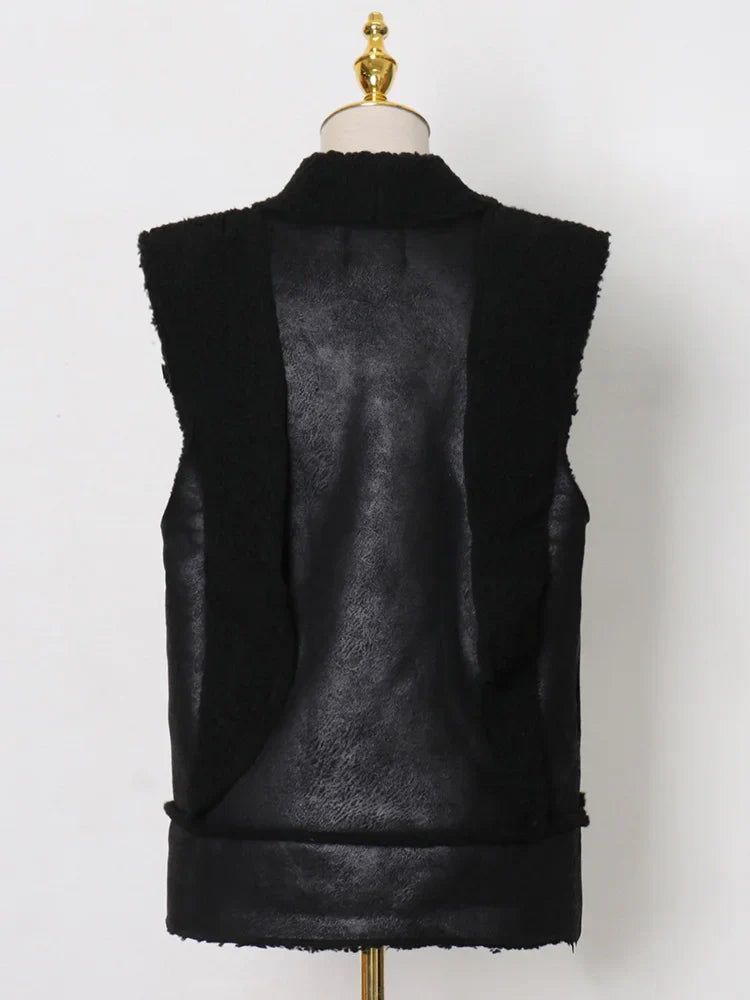 Leather Black Sleeveless Lapel Coat – Soulmate Streetwear | same ANTHEM.