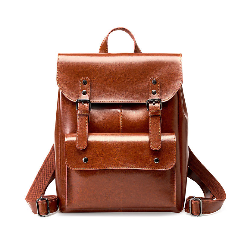 Leather Cowhide Backpack – Soulmate Streetwear Style | same ANTHEM - Brown