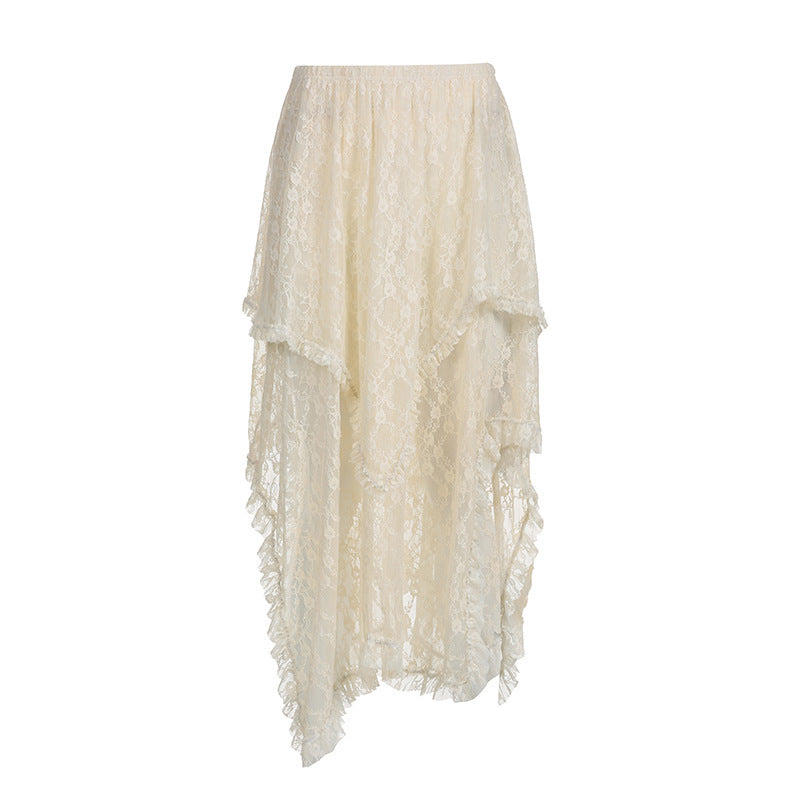 Leisure Lace Layered Half Skirt | Dreamy Romantic Chic | same ANTHEM - Skin (without inner lining) / S