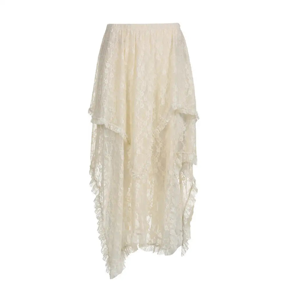 Leisure Lace Layered Half Skirt | Dreamy Romantic Chic | same ANTHEM - Skin (without inner lining) / S