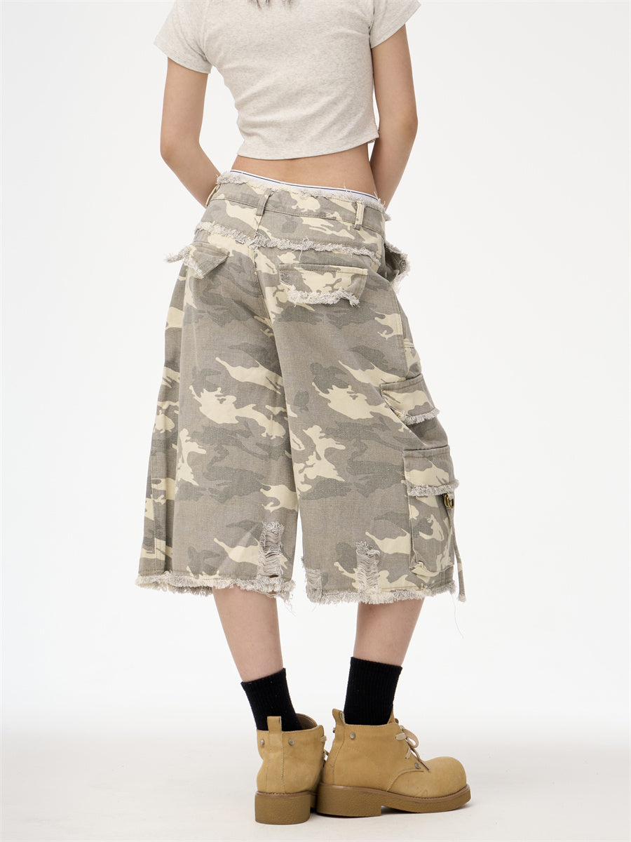 Leopard Camouflage Cropped Denim Pants | same ANTHEM - Pants