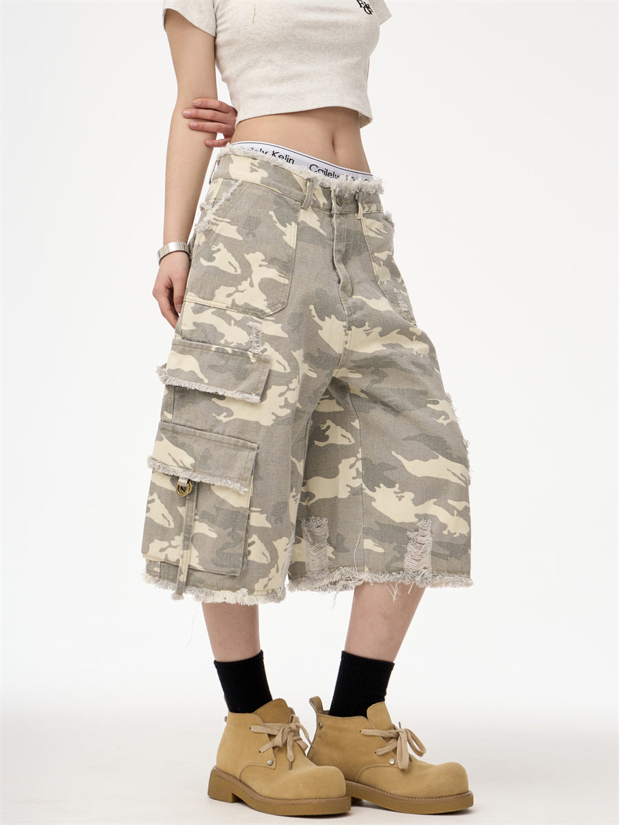 Leopard Camouflage Cropped Denim Pants | same ANTHEM - Pants
