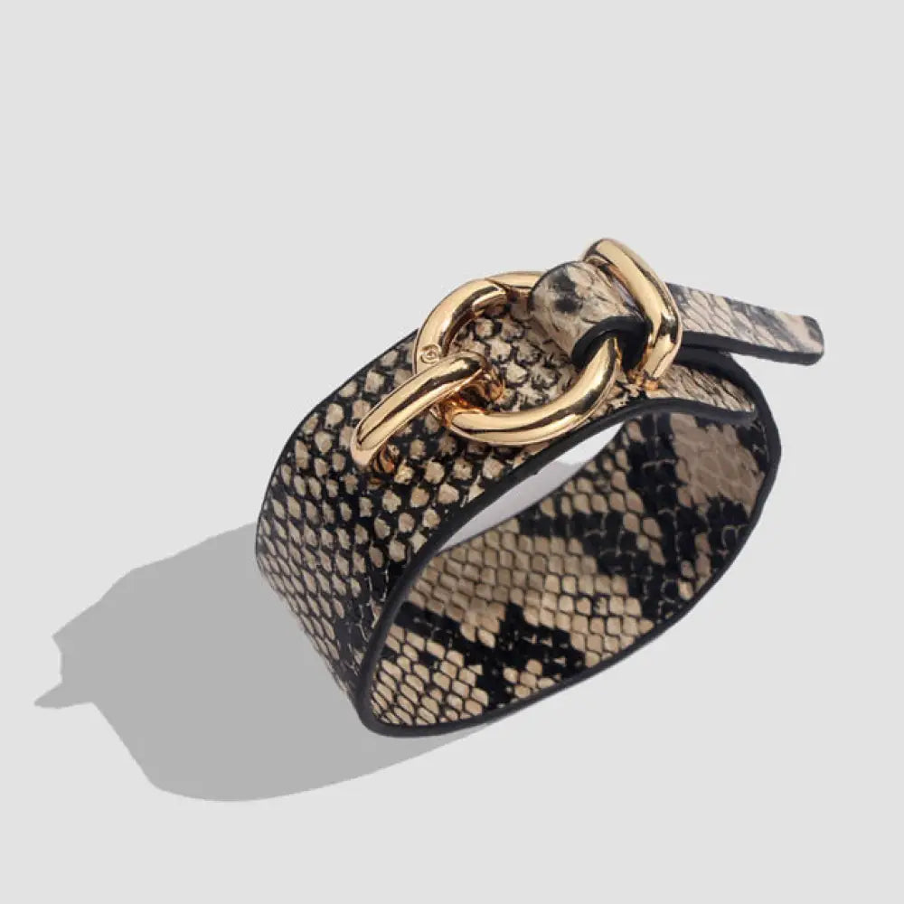 Leopard Leather Bangle Bracelet – Vintage Boho Punk Style | same ANTHEM - D0063YW