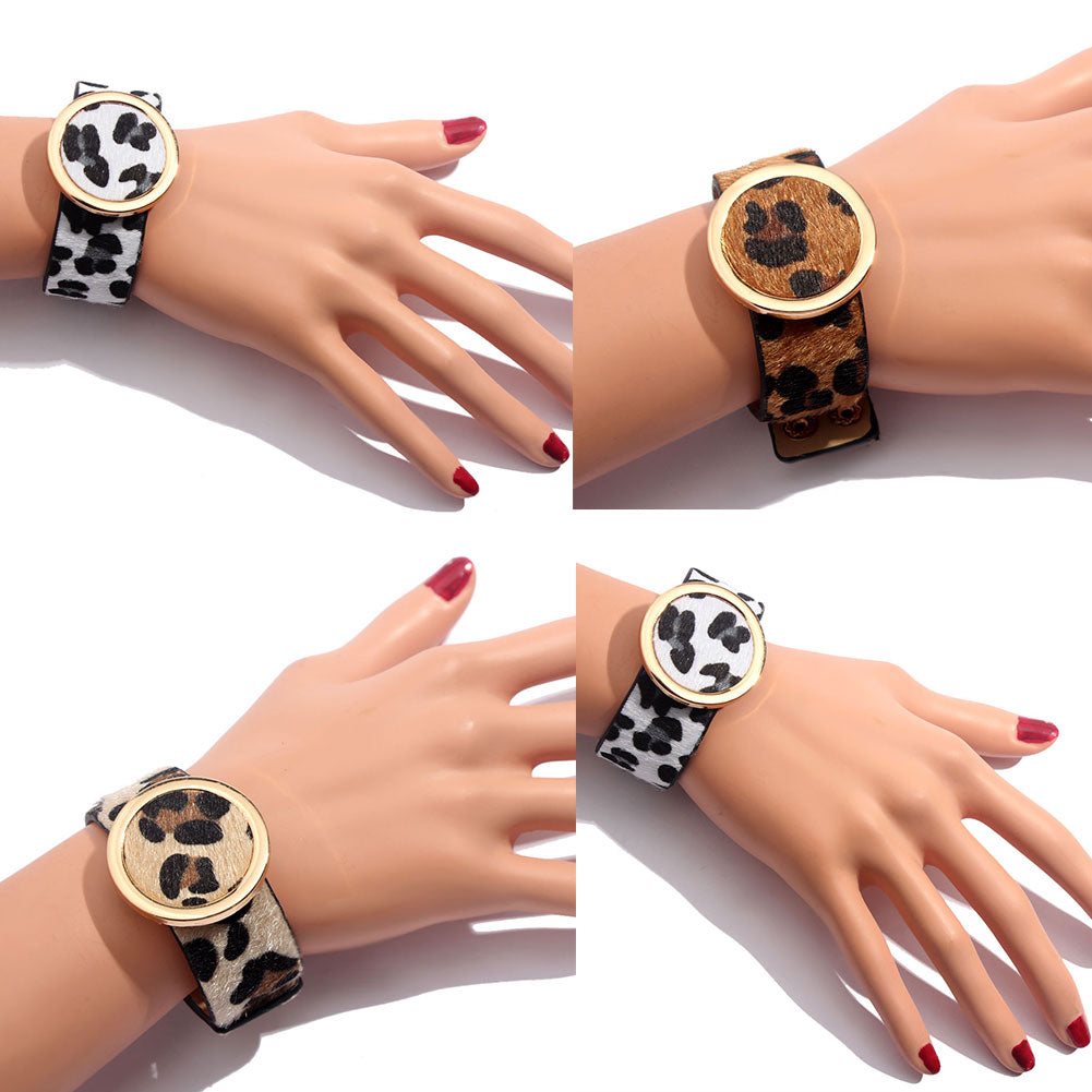 Leopard Leather Bangle Bracelet – Vintage Boho Punk Style | same ANTHEM