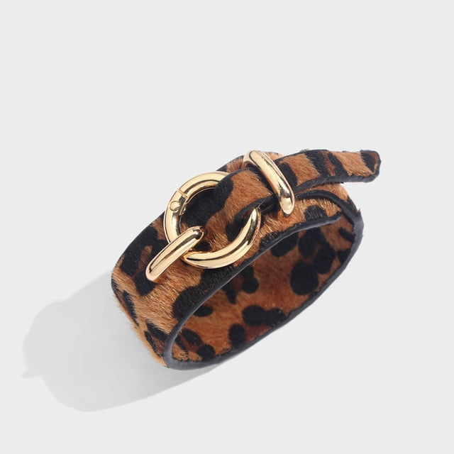 Leopard Leather Bangle Bracelet – Vintage Boho Punk Style | same ANTHEM - D0064BN