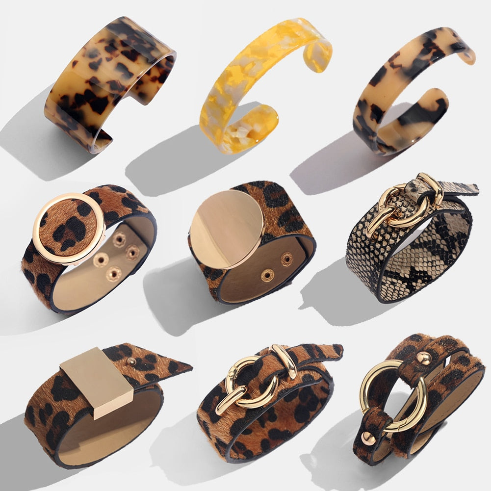 Leopard Leather Bangle Bracelet – Vintage Boho Punk Style | same ANTHEM