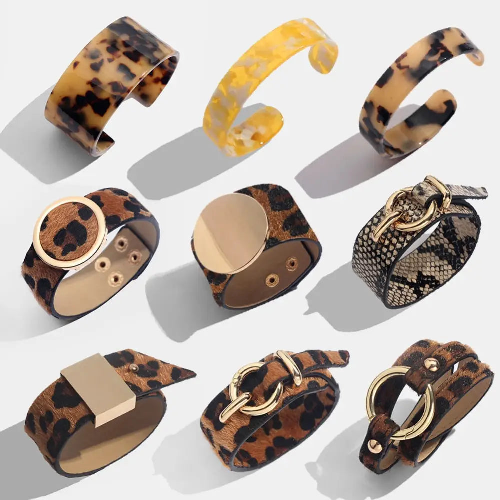 Leopard Leather Bangle Bracelet – Vintage Boho Punk Style | same ANTHEM
