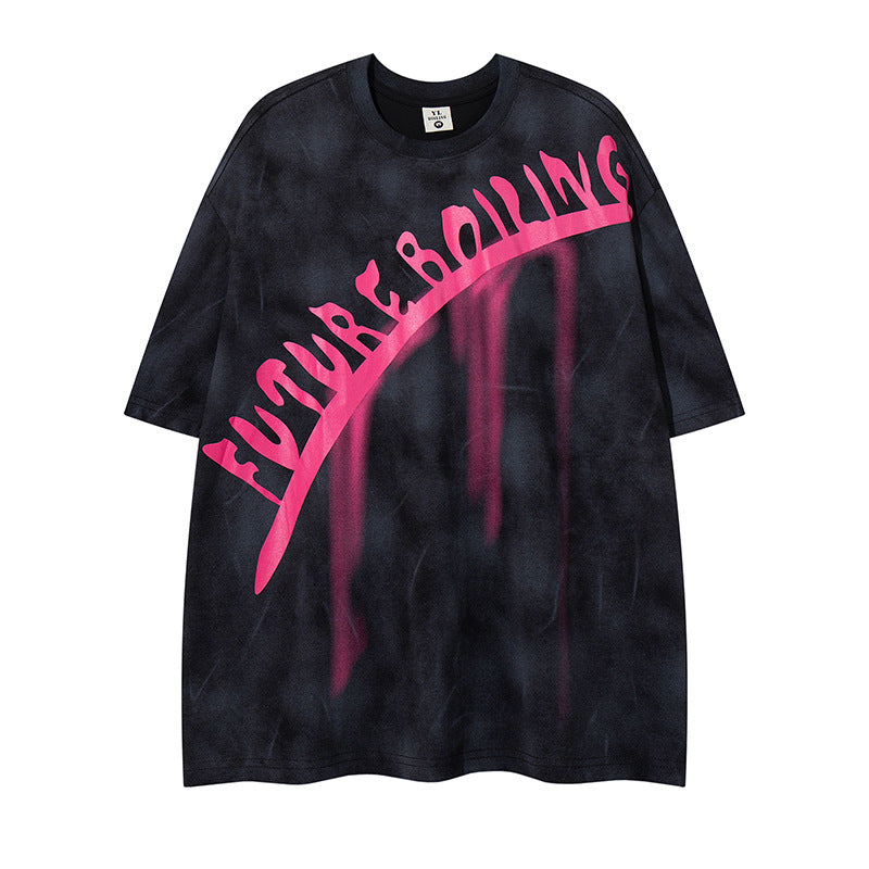 Letter Foaming Print Short Sleeve T-Shirt – Hip Hop Streetwear | same ANTHEM