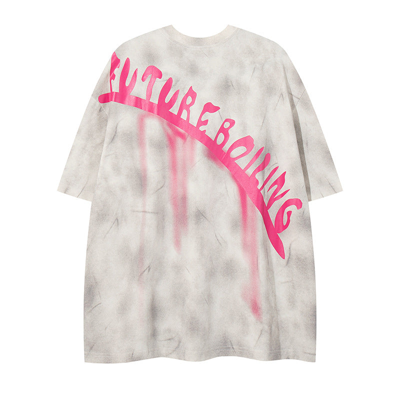 Letter Foaming Print Short Sleeve T-Shirt – Hip Hop Streetwear | same ANTHEM