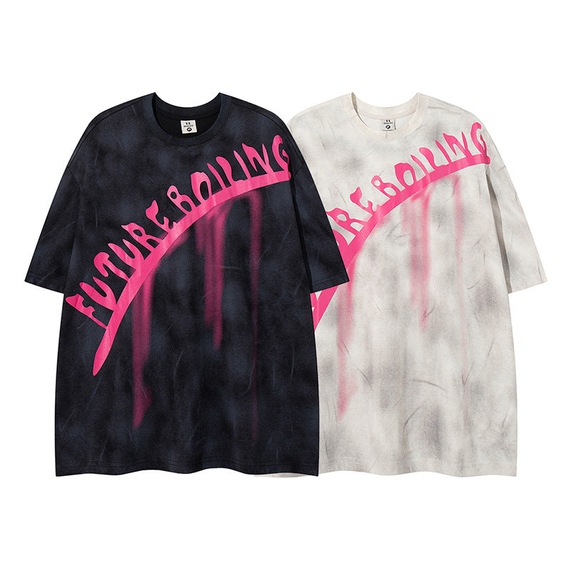 Letter Foaming Print Short Sleeve T-Shirt – Hip Hop Streetwear | same ANTHEM