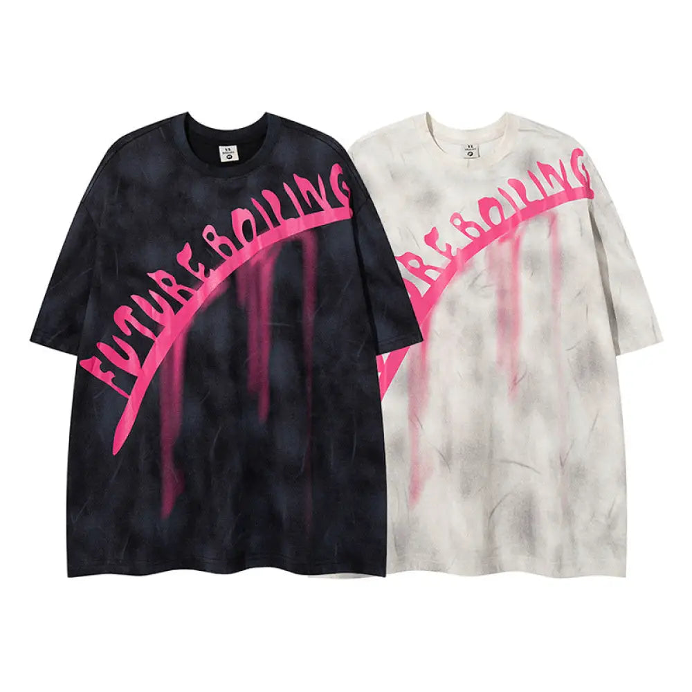 Letter Foaming Print Short Sleeve T-Shirt – Hip Hop Streetwear | same ANTHEM