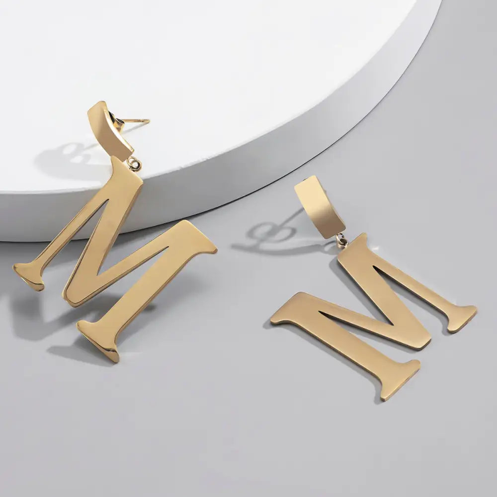 Letter M Titanium Steel Earrings – Soulmate Streetwear | same ANTHEM. - Silver Color