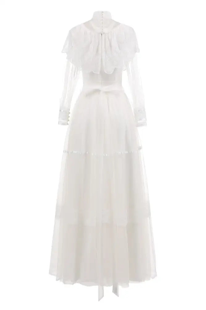 Photo Light Wedding Birthday Annual Party Evening Dress Long Sleeve Lace Long Skirt - Bag